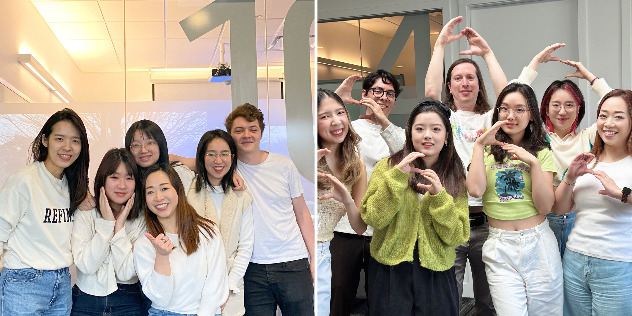 Two group photos of industry project teams