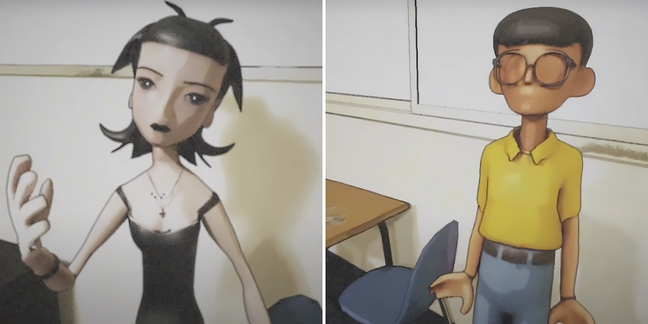 Screenshot of game trailer of two characters